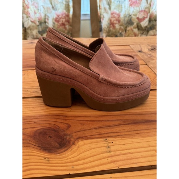 ZODIAC Dorit Slip On Loafer Nougat Pink Suede Leather Size 9 Platform Retro EUC! - Picture 3 of 7